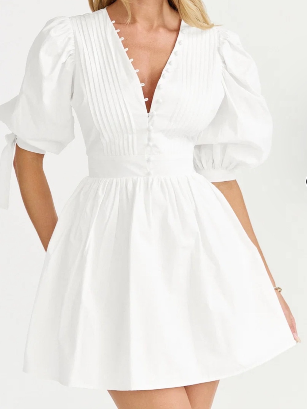 Showpo Zandra White Puff Sleeve Poplin Mini Dress 6 🤍